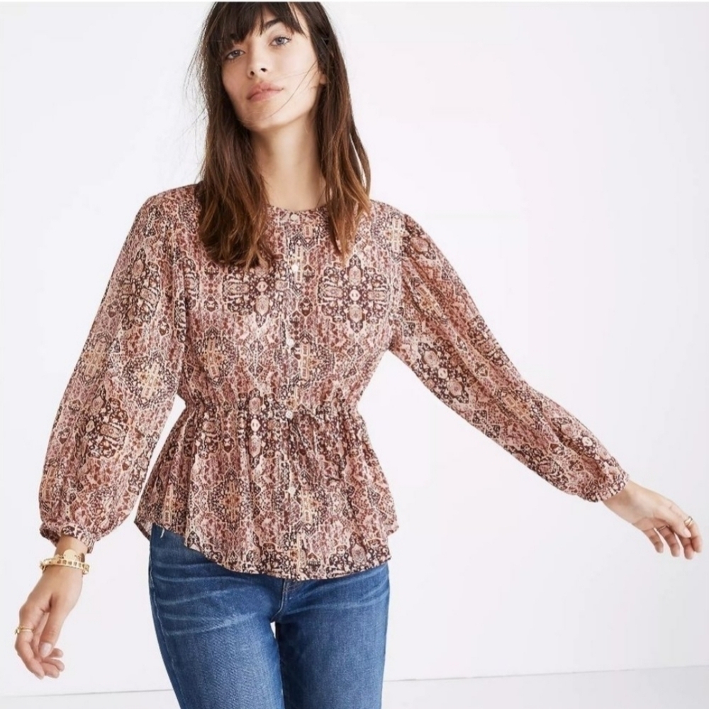 Madewell drawstring kaleidoscope blouse